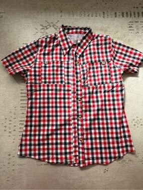 Columbia PFG Men’s Plaid Short Sleeve Fishing Shirt Red Black White